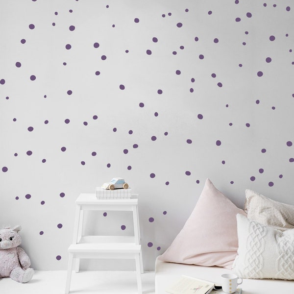Tiny Hand-Drawn Polka Dot Wall Decals: Paint Vinyl Circles, Nursery Bedroom Dalmatian Spots, Party Confetti, Modern Scandinavian Decor