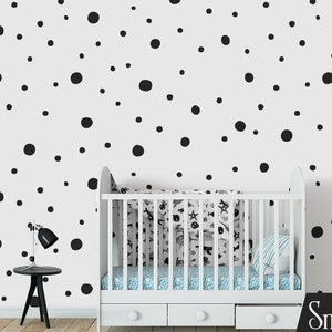 Large Hand-Drawn Irregular Dot Wall Decals: Paint Vinyl Circles, Nursery Bedroom Dalmatian Spots, Polka Confetti, Modern Scandinavian Decor