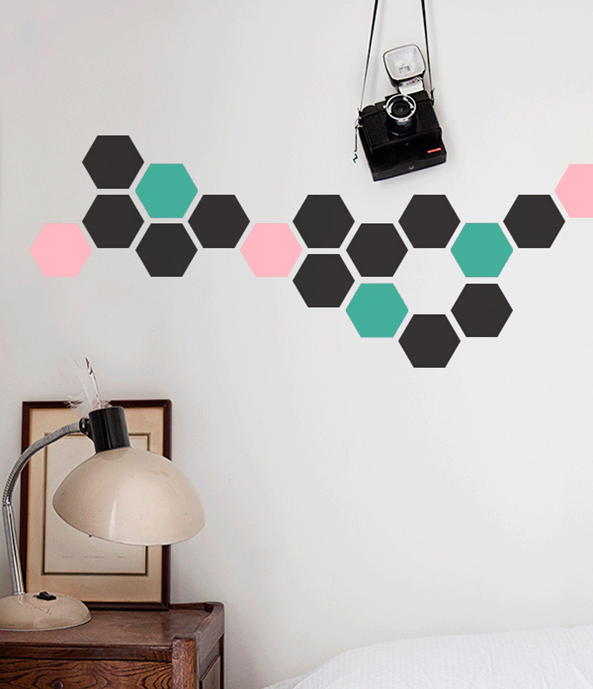 Hexagon Vinyl Wall Decals Minimalistic Contemporary Geometric Etsy