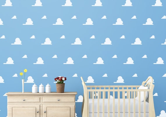 Cloud Vinyl Decal Wall Andy S Rom Kids Toy Bedroom Nursery Faux Wallpaper Decor Story Play Rooms Day Cares Schools Libraries Sticker