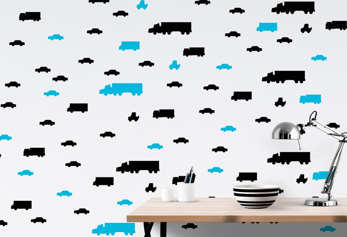 Autos und Lastwagen Vinyl Wandtatze Muster: Kinderzimmer | Etsy