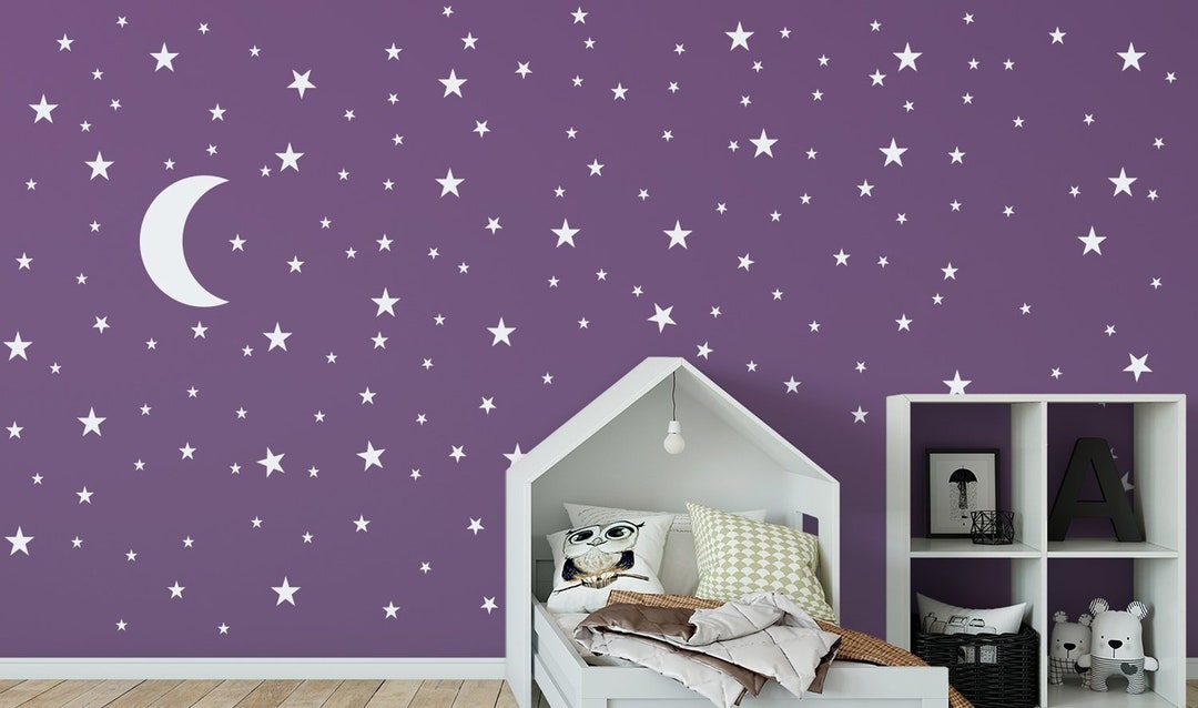 Crescent Moon & Stars Vinyl Wall Decals, Nursery Decor - Etsy