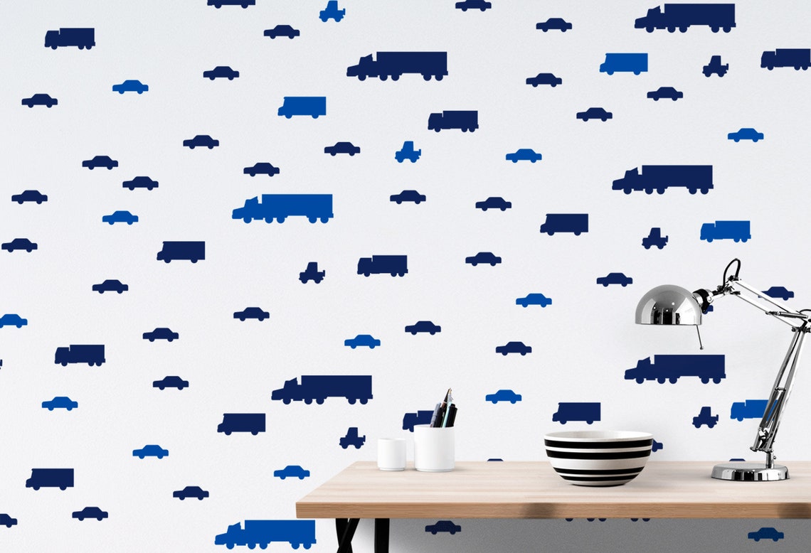 Autos und Lastwagen Vinyl Wandtatze Muster: Kinderzimmer | Etsy
