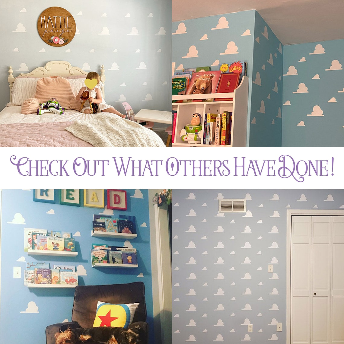 Andy's Room Cloud White Vinyl Decal Wall Pattern Kids Toy Etsy