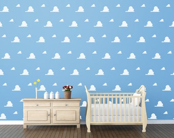Wolke Vinyl Aufkleber Wand: Andy's Rom, Kinder Spielzeug Schlafzimmer Kinderzimmer, Faux Tapete Dekor, Geschichte, Spielräume, Tagesstätten, Schulen, Bibliotheken Aufkleber