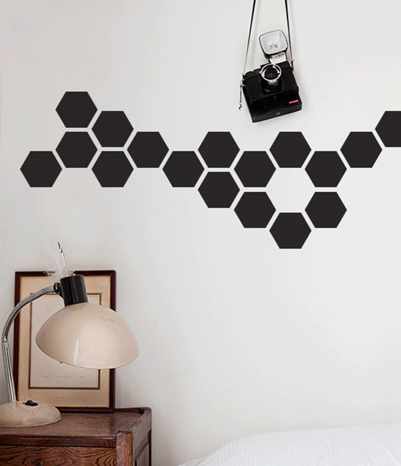 Hexagon Vinyl Wall Decals Minimalistic Contemporary Geometric Etsy
