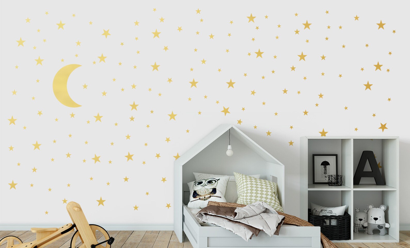 Crescent Moon & Stars Vinyl Wall Decals, Nursery Decor - Etsy
