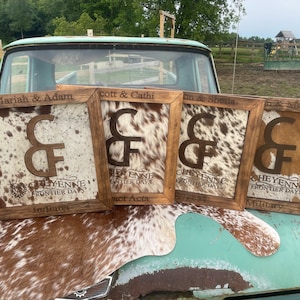 Genuine cowhide branding frame, wood frame cowhide, unity ceremony, branding ceremony, branding frame