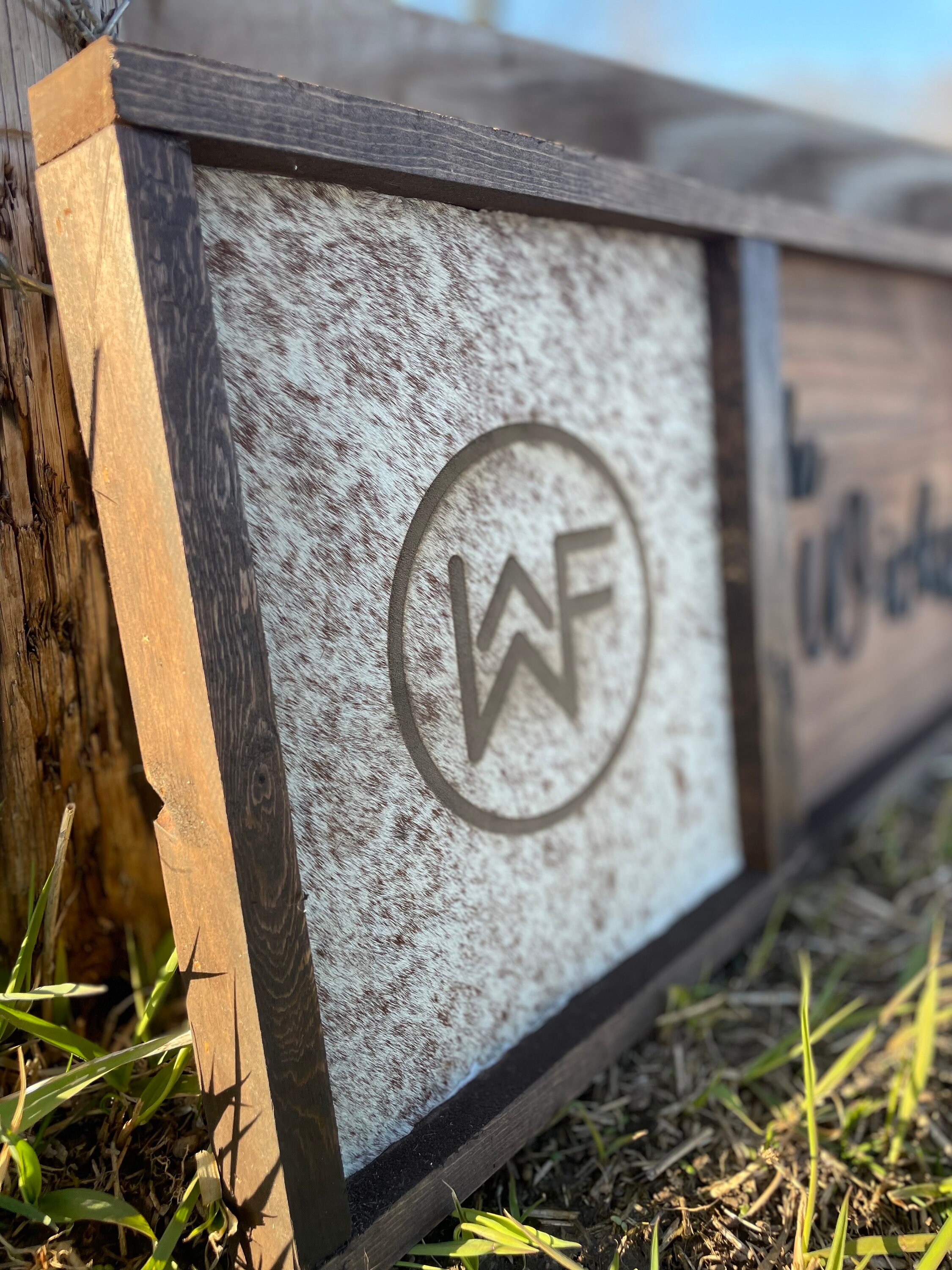 Cowhide Branding Frame, Cowhide Wood Sign, Family Heirloom, Unity