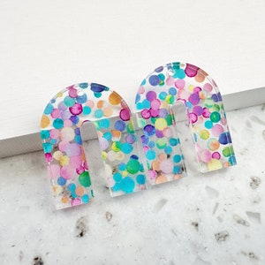 Pastel confetti dot print Earring blanks -4pcs l Plexi Earring Findings, Acrylic Earring Pendants, Blanks, DIY Jewelry Supplies