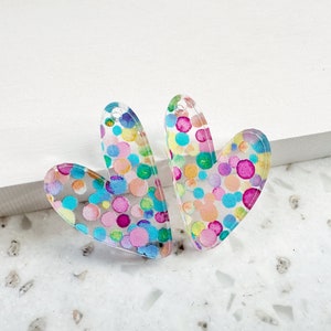 Pastel confetti dot print Earring blanks -4pcs l Plexi Earring Findings, Acrylic Earring Pendants, Blanks, DIY Jewelry Supplies
