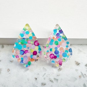 Pastel confetti dot print Earring blanks -4pcs l Plexi Earring Findings, Acrylic Earring Pendants, Blanks, DIY Jewelry Supplies
