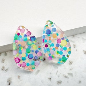 Pastel confetti dot print Earring blanks -4pcs l Plexi Earring Findings, Acrylic Earring Pendants, Blanks, DIY Jewelry Supplies
