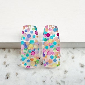 Pastel confetti dot print Earring blanks -4pcs l Plexi Earring Findings, Acrylic Earring Pendants, Blanks, DIY Jewelry Supplies