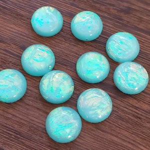 Light aqua opal dome 12mm Resin dome Cabochons - 10 pcs l Earring making jewelry supplies, Resin Cabochon DIY supply Embellishments