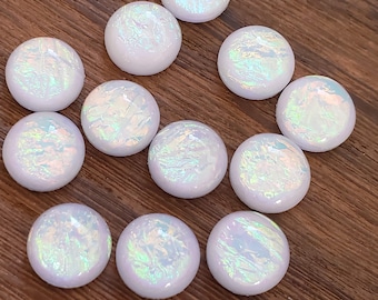 Ivory White Opal Resin Cabochons: 12mm Earring Making Supplies - 10 pcs