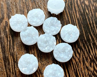 Cloud 10mm crystal faux druzy Cabochons 10pcs  l Earring making jewelry supplies, Round resin bezel Cabochon DIY supplies