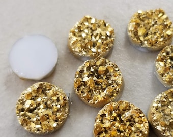 10 x Gold Strike AB Druzy 8mm Cabochon Perfect for Earrings Drusy FP 10 x Gold Strike AB Druzy 8mm Cabochon Perfect for Earrings Drusy FP