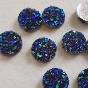 AB Deep grey 12mm Crystal Faux Druzy Cabochons 10 pcs l Earring making jewelry supplies, Round resin bezel Cabochon DIY
