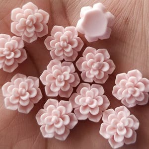 Matte Light Pink 13mm Succulent / flower Cabochons 10pcs l Earring making jewelry supplies, Resin flower Cabochon DIY supplies