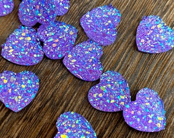 AB clear 12mm faux druzy flat hearts 10pcs