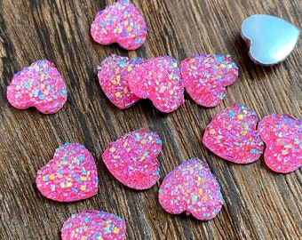 AB clear 12mm faux druzy flat hearts 10pcs