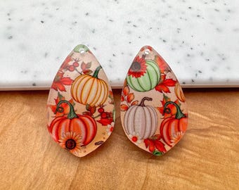 Pumpkin Acrylic Earring Blanks: Fall Jewelry Supplies (4pcs)