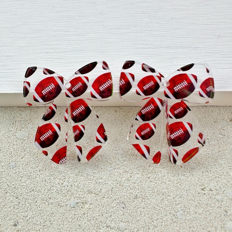 Sports Bow Earring Blanks: Acrylic Pendants (4pcs) image 8