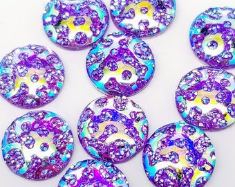 Ab Purple 12mm Faux Druzy Crop Circle Cabochons 10pcs  l Earring making jewelry supplies, Round resin bezel Cabochon DIY