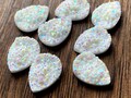 Iridescent White Faux Druzy Teardrop Cabochons - 13x18mm (6pcs)