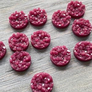 Plum 10mm crystal faux druzy Cabochons 10pcs  l Earring making jewelry supplies, Round resin bezel Cabochon DIY supplies