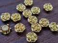 Metallic Gold 11mm Rose flower Cabochons 10pcs - fits 10mm settings l Earring making jewelry supplies, Resin flower Cabochon DIY supplies