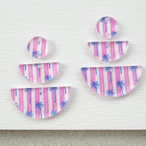 Palm tree Earring blanks 4pcs vacation Earring Findings, preppy Acrylic Earring Pendants, summer Blank Components, Jewelry Supplies