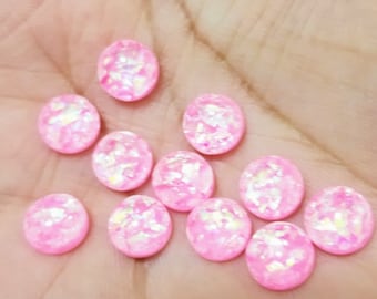 Pink Opal Dome 8mm Resin Cabochons - 10 pcs l Earring making jewelry supplies, Resin Cabochon DIY supply Embellishments