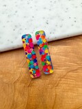 Multicolor confetti dot print Earring blanks -4pcs l Plexi Earring Findings, Acrylic Earring Pendants, Blank Components, DIY Jewelry Supply