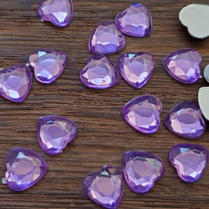 Purple 8mm faceted resin hearts 10pcs l Earring making jewelry supplies, Resin heart Cabochon DIY supplies