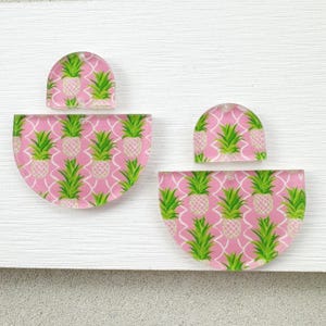 Pineapple Earring blanks 4pcs vacation Earring Findings, preppy Acrylic Earring Pendants, summer Blank Components, Jewelry Supplies