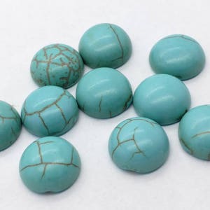 Synthetic Turquoise 12mm Howlite Stone Cabochons - 10 pcs l Earring making jewelry supplies