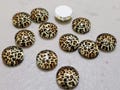 Leopard Print Glass Cabochons: 8mm Round Bezels, Jewelry Making (10pcs)