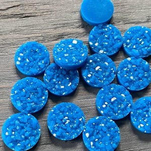Cobalt Blue Faux Druzy Cabochons 12mm: Resin DIY Jewelry Making (10pcs)