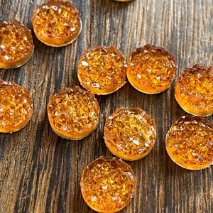 Burnt Orange crystal Druzy Cabochons: 10mm Resin Flatback, Jewelry Making (10pcs)