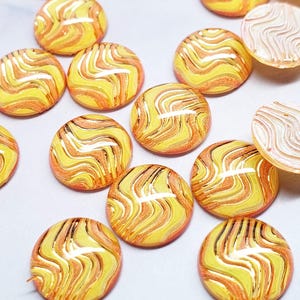 Yellow Gold Wave Resin Cabochons - 9.5mm, 10pcs