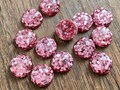 Pink rose gold glitter 12mm resin cabochons - 10 pcs l Earring making jewelry supplies, Resin glitter round Cabochon DIY supplies