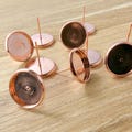 Rose Gold 12mm Earring Cabochon Settings - Brass Bezel Trays (10pcs)