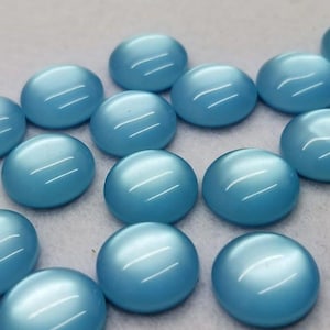 Light Blue Cat Eye Resin Cabochons: 12mm Jewelry Supplies (10 Pcs)