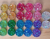 Ab Rainbow 11.5mm chunky faux druzy 22pc Cabochon sampler