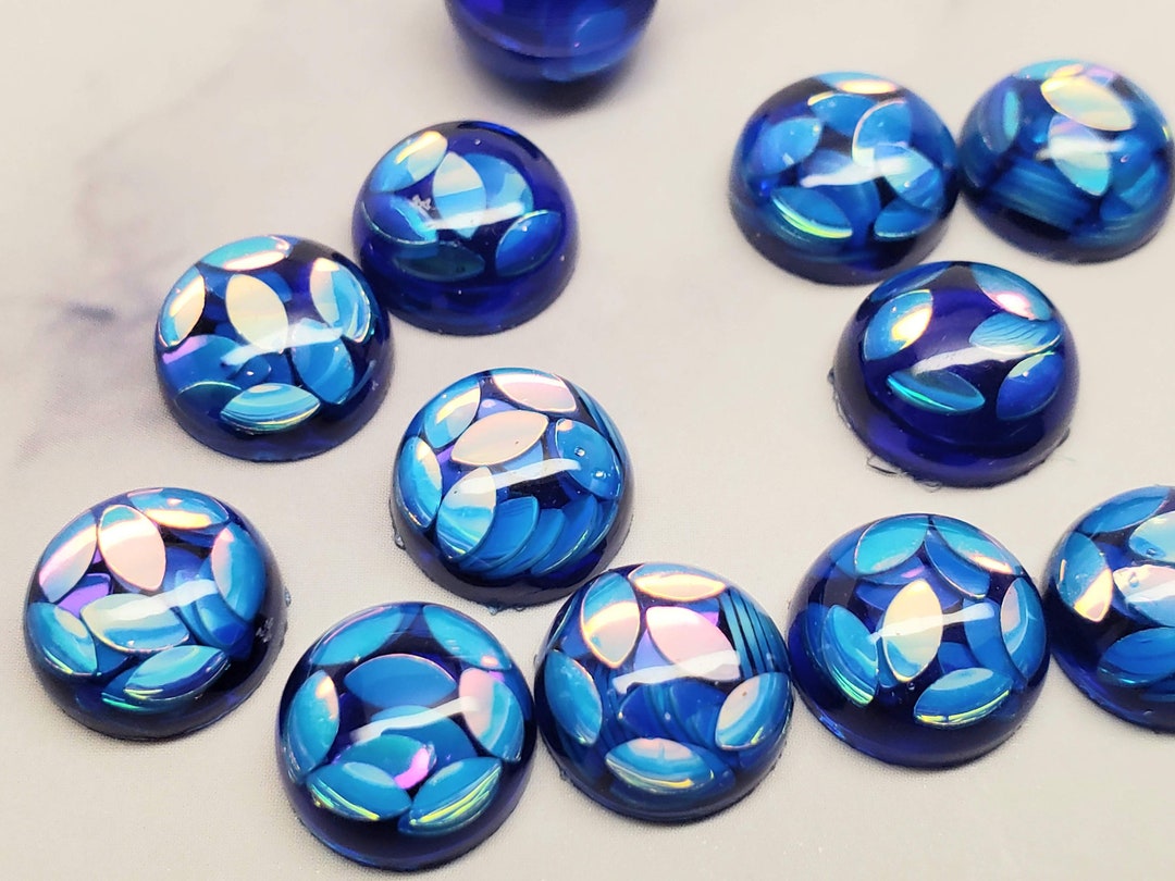 Holographic Blue Petal Glitter 10mm Resin Cabochons 10pcs L - Etsy