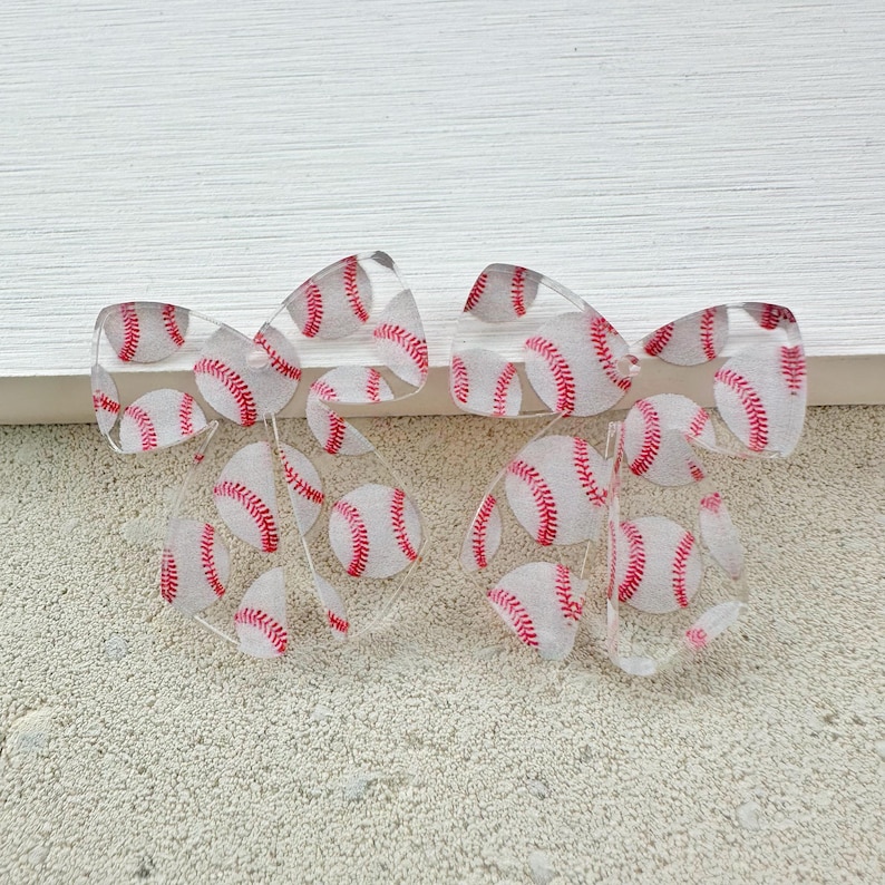 Sports Bow Earring Blanks: Acrylic Pendants (4pcs) image 7