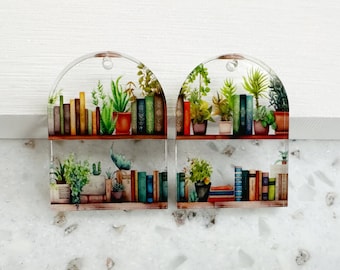 Plant and Book Acrylic Earring blanks -4pcs Earring Findings, Acrylic Earring Pendants, Jewelry Components, DIY Book earring Supplies