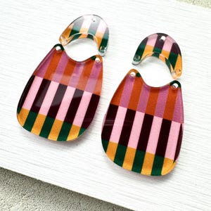 Fall Stripe Acrylic Earring Blanks: Preppy Boho Pendants (4 pc Lot, 1.5-2 inches ) image 4